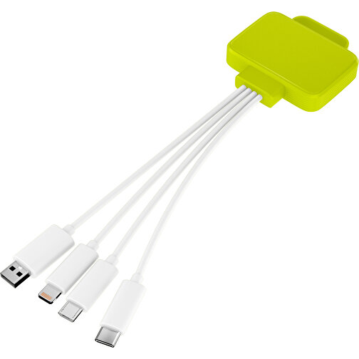 3-in-1 USB-Ladekabel MultiCharge , hellgrün / weiß, Kunststoff, 5,30cm x 1,20cm x 5,50cm (Länge x Höhe x Breite), Bild 1