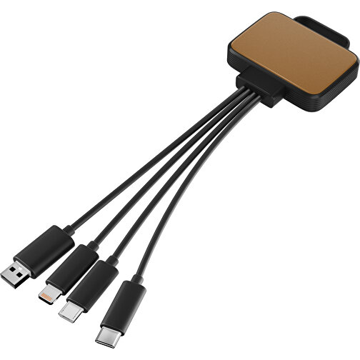 3-in-1 USB-Ladekabel MultiCharge , erdbraun / schwarz, Kunststoff, 5,30cm x 1,20cm x 5,50cm (Länge x Höhe x Breite), Bild 1