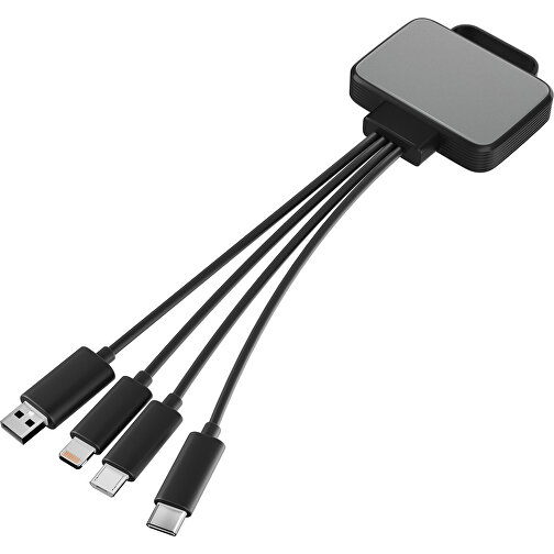 3-in-1 USB-Ladekabel MultiCharge , grau / schwarz, Kunststoff, 5,30cm x 1,20cm x 5,50cm (Länge x Höhe x Breite), Bild 1