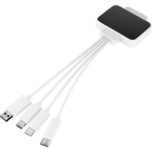 3-in-1 USB-Ladekabel MultiCharge , schwarz / weiß, Kunststoff, 5,30cm x 1,20cm x 5,50cm (Länge x Höhe x Breite), Bild 1
