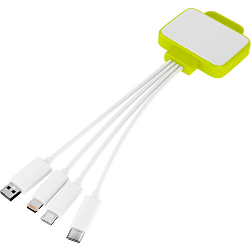 3-in-1 USB-Ladekabel MultiCharge , weiß / hellgrün, Kunststoff, 5,30cm x 1,20cm x 5,50cm (Länge x Höhe x Breite), Bild 1