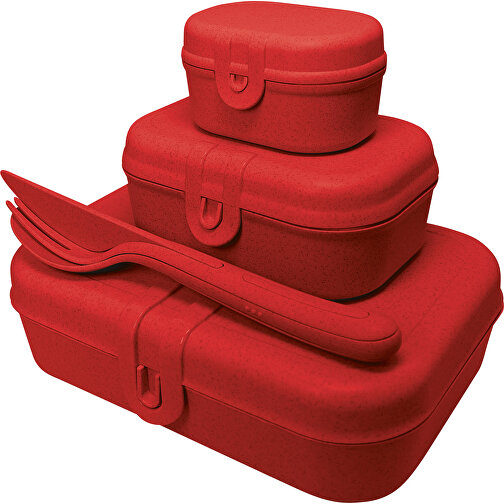 PASCAL READY Lunchbox-Set + Besteck-Set , Koziol, nature red, Organic Bio-Circular, 23,20cm x 6,20cm x 16,60cm (Länge x Höhe x Breite), Bild 1