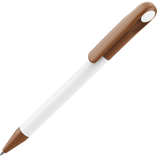 Prodir DS1 TMM Twist Kugelschreiber , Prodir, weiß / dunkelbraun, Kunststoff, 14,10cm x 1,40cm (Länge x Breite), Bild 1