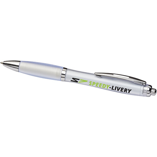 Curvy ballpoint pen with frosted barrel and grip, Immagine 2