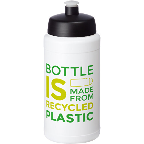Baseline Recycelte Sportflasche, 500 Ml , Green Concept, weiss / schwarz, Recycelter HDPE Kunststoff, 18,50cm (Höhe), Bild 2