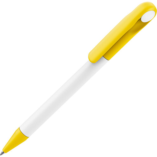 Prodir DS1 TMM Twist Kugelschreiber , Prodir, weiß / sonnengelb, Kunststoff, 14,10cm x 1,40cm (Länge x Breite), Bild 1