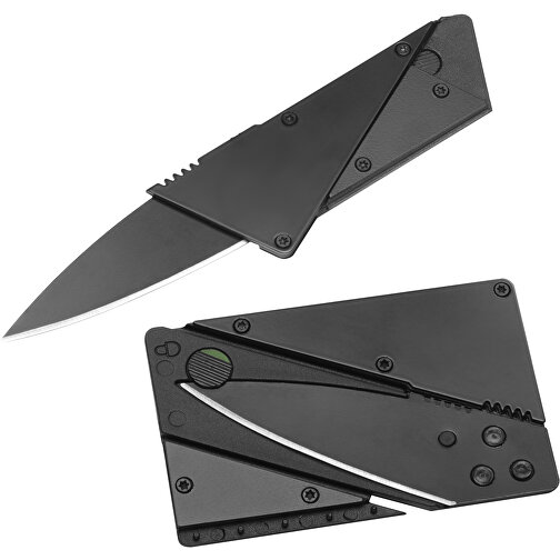 Messer Klappbar In Kreditkartengröße , schwarz, MET+PP, 8,40cm x 0,30cm x 5,40cm (Länge x Höhe x Breite), Bild 2