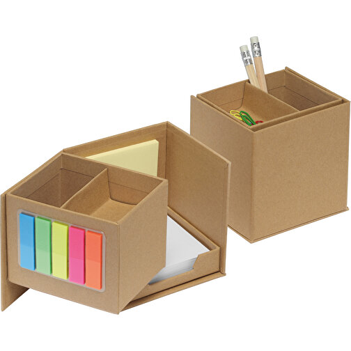 Zettelbox Karton , beige, PAP+PET, 10,30cm x 8,90cm x 10,30cm (Länge x Höhe x Breite), Bild 2