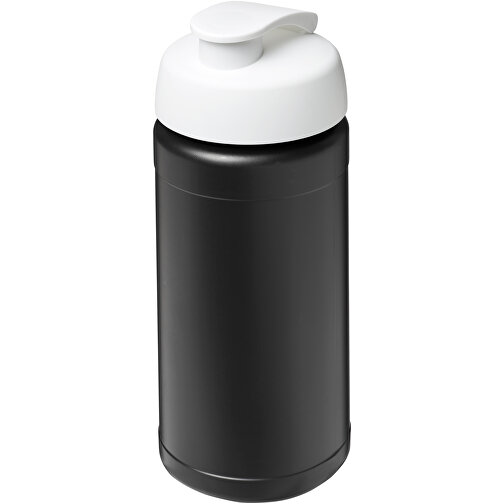 Baseline 500 Ml Recycelte Sportflasche Mit Klappdeckel , weiß, 85% Recycelter HDPE Kunststoff, 15% PP Kunststoff, 18,50cm (Höhe), Bild 1