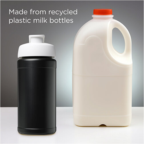 Baseline 500 Ml Recycelte Sportflasche Mit Klappdeckel , weiß, 85% Recycelter HDPE Kunststoff, 15% PP Kunststoff, 18,50cm (Höhe), Bild 4