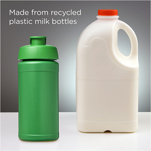 Baseline 500 Ml Recycelte Sportflasche Mit Klappdeckel , grün, 85% Recycelter HDPE Kunststoff, 15% PP Kunststoff, 18,50cm (Höhe), Bild 4