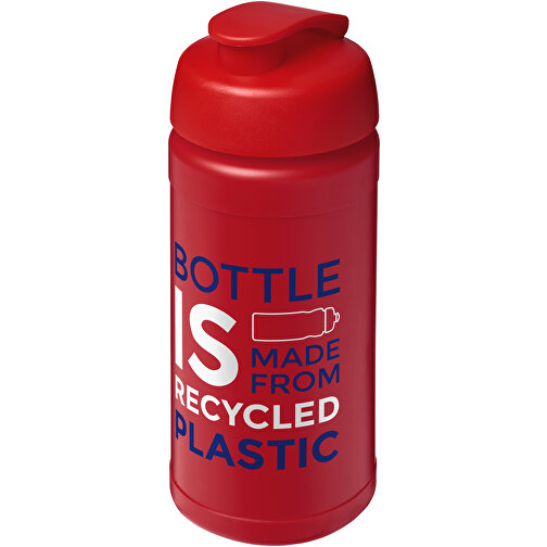 Baseline 500 Ml Recycelte Sportflasche Mit Klappdeckel , rot, 85% Recycelter HDPE Kunststoff, 15% PP Kunststoff, 18,50cm (Höhe), Bild 2