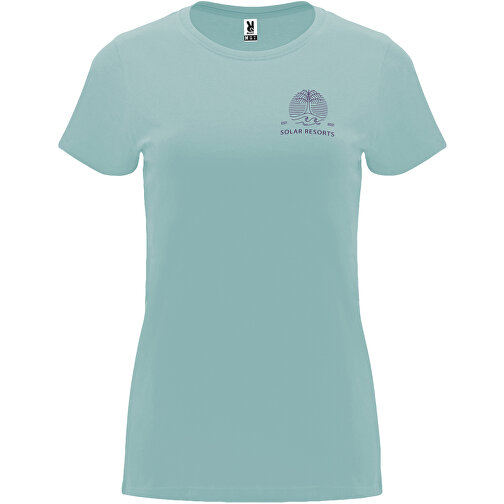 Capri T-Shirt Für Damen , Washed Blue, Single jersey Strick 100% Baumwolle, 170 g/m2, 3XL, , Bild 2