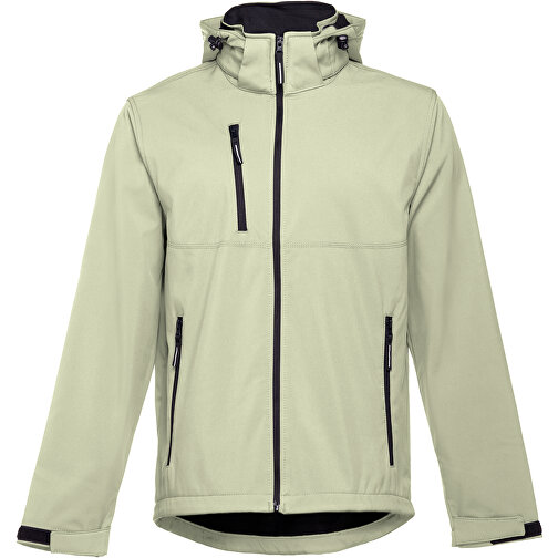 THC ZAGREB. Herren-Softshell-Jacke Aus Polyester Und Elastan , pastellgrün, Polyester und Elasthan, XL, 78,00cm x 63,00cm (Länge x Breite), Bild 1