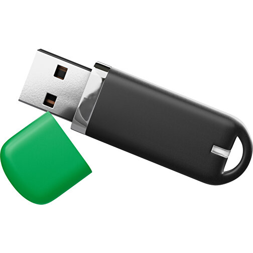 USB-Stick StylishDrive 2.0 , schwarz / grün MB , 16 GB , Gummiplastik, Kunststoff MB , 6,20cm x 0,75cm x 2,00cm (Länge x Höhe x Breite), Bild 1
