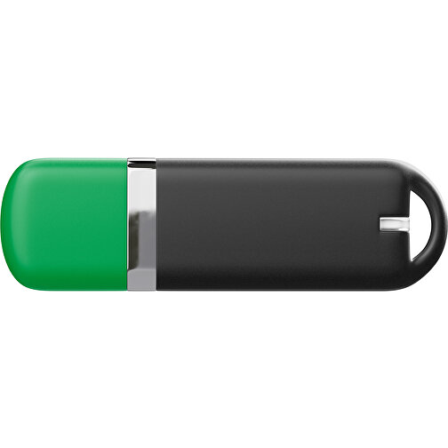 USB-Stick StylishDrive 2.0 , schwarz / grün MB , 16 GB , Gummiplastik, Kunststoff MB , 6,20cm x 0,75cm x 2,00cm (Länge x Höhe x Breite), Bild 2
