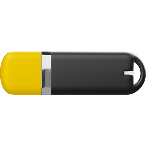USB-Stick StylishDrive 2.0 , schwarz / goldgelb MB , 16 GB , Gummiplastik, Kunststoff MB , 6,20cm x 0,75cm x 2,00cm (Länge x Höhe x Breite), Bild 2