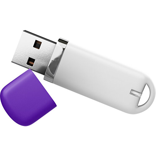 USB-Stick StylishDrive 2.0 , weiß / violet MB , 16 GB , Gummiplastik, Kunststoff MB , 6,20cm x 0,75cm x 2,00cm (Länge x Höhe x Breite), Bild 1