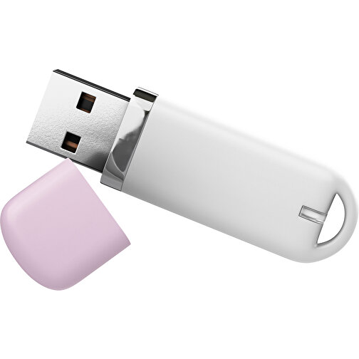 USB-Stick StylishDrive 2.0 , weiß / zartrosa MB , 16 GB , Gummiplastik, Kunststoff MB , 6,20cm x 0,75cm x 2,00cm (Länge x Höhe x Breite), Bild 1