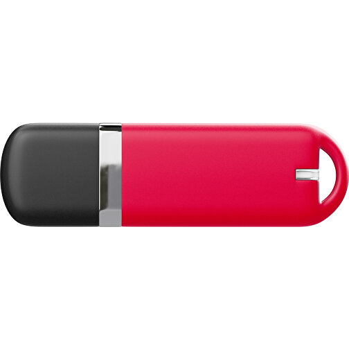 USB-Stick StylishDrive 2.0 , ampelrot /schwarz MB , 8 GB , Gummiplastik, Kunststoff MB , 6,20cm x 0,75cm x 2,00cm (Länge x Höhe x Breite), Bild 2