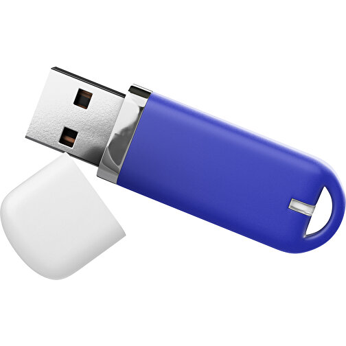 USB-Stick StylishDrive 2.0 , blau / weiß MB , 8 GB , Gummiplastik, Kunststoff MB , 6,20cm x 0,75cm x 2,00cm (Länge x Höhe x Breite), Bild 1