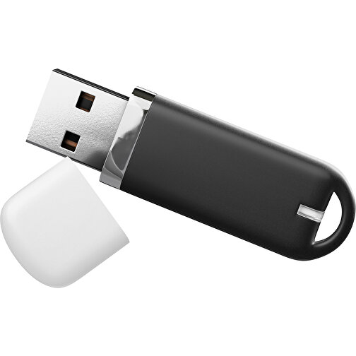 USB-Stick StylishDrive 2.0 , schwarz / weiß MB , 8 GB , Gummiplastik, Kunststoff MB , 6,20cm x 0,75cm x 2,00cm (Länge x Höhe x Breite), Bild 1