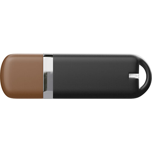 USB-Stick StylishDrive 2.0 , schwarz / dunkelbraun MB , 8 GB , Gummiplastik, Kunststoff MB , 6,20cm x 0,75cm x 2,00cm (Länge x Höhe x Breite), Bild 2