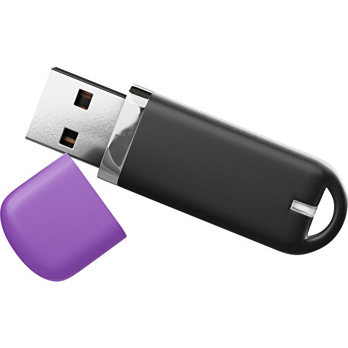 USB-Stick StylishDrive 2.0 , schwarz / lavendellila MB , 8 GB , Gummiplastik, Kunststoff MB , 6,20cm x 0,75cm x 2,00cm (Länge x Höhe x Breite), Bild 1