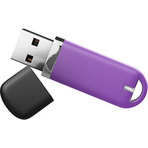 USB-Stick StylishDrive 2.0 , lavendellila /schwarz MB , 4 GB , Gummiplastik, Kunststoff MB , 6,20cm x 0,75cm x 2,00cm (Länge x Höhe x Breite), Bild 1