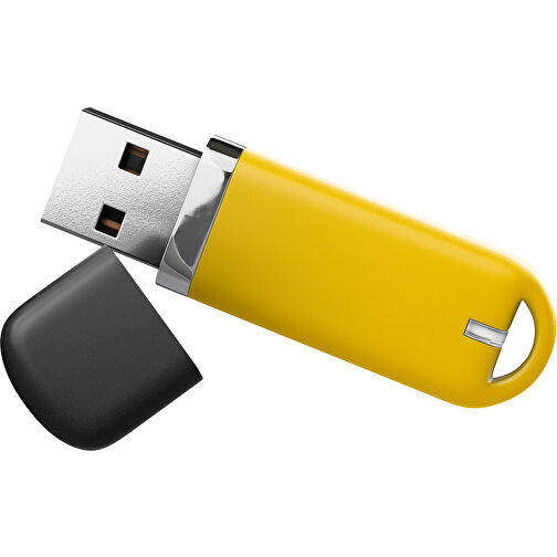 USB-Stick StylishDrive 2.0 , sonnengelb /schwarz MB , 4 GB , Gummiplastik, Kunststoff MB , 6,20cm x 0,75cm x 2,00cm (Länge x Höhe x Breite), Bild 1