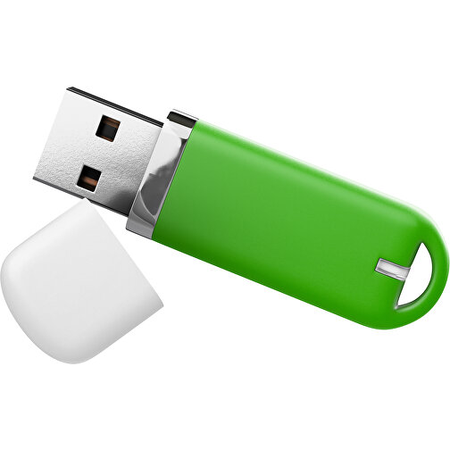 USB-Stick StylishDrive 2.0 , grasgrün / weiß MB , 4 GB , Gummiplastik, Kunststoff MB , 6,20cm x 0,75cm x 2,00cm (Länge x Höhe x Breite), Bild 1