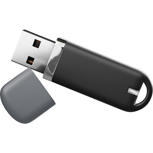 USB-Stick StylishDrive 2.0 , schwarz / dunkelgrau MB , 4 GB , Gummiplastik, Kunststoff MB , 6,20cm x 0,75cm x 2,00cm (Länge x Höhe x Breite), Bild 1