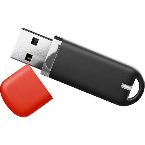 USB-Stick StylishDrive 2.0 , schwarz / rot MB , 4 GB , Gummiplastik, Kunststoff MB , 6,20cm x 0,75cm x 2,00cm (Länge x Höhe x Breite), Bild 1