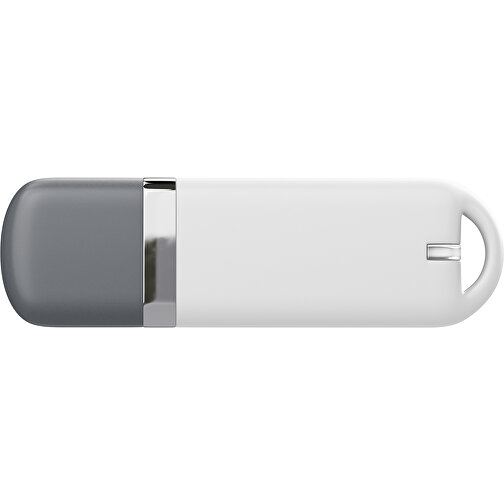 USB-Stick StylishDrive 2.0 , weiß / dunkelgrau MB , 4 GB , Gummiplastik, Kunststoff MB , 6,20cm x 0,75cm x 2,00cm (Länge x Höhe x Breite), Bild 2