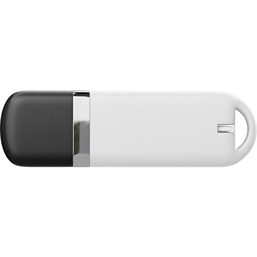 USB-Stick StylishDrive 2.0 , weiß / schwarz MB , 4 GB , Gummiplastik, Kunststoff MB , 6,20cm x 0,75cm x 2,00cm (Länge x Höhe x Breite), Bild 2