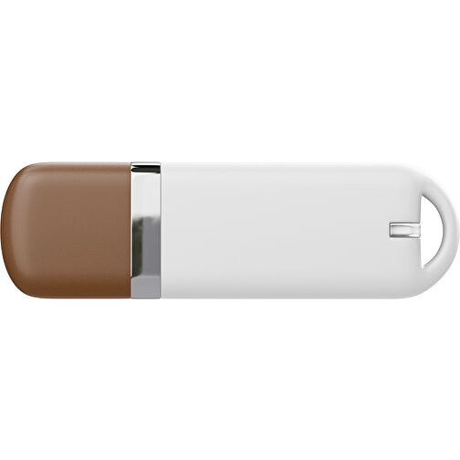 USB-Stick StylishDrive 2.0 , weiß / dunkelbraun MB , 4 GB , Gummiplastik, Kunststoff MB , 6,20cm x 0,75cm x 2,00cm (Länge x Höhe x Breite), Bild 2