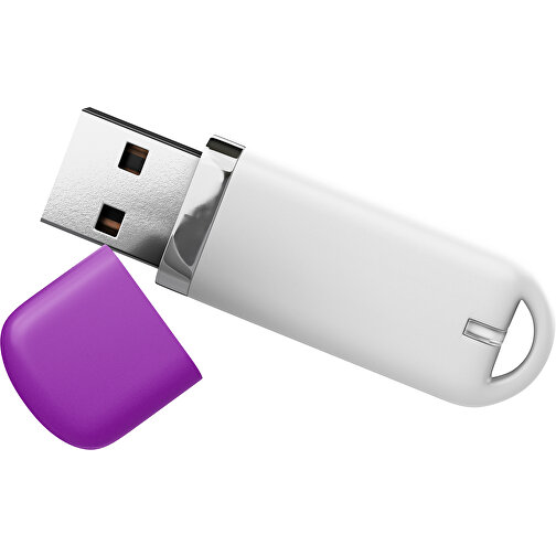 USB-Stick StylishDrive 2.0 , weiß / dunkelmagenta MB , 4 GB , Gummiplastik, Kunststoff MB , 6,20cm x 0,75cm x 2,00cm (Länge x Höhe x Breite), Bild 1
