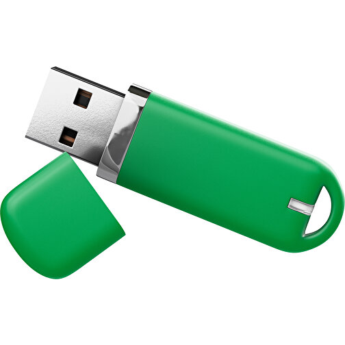 USB-Stick StylishDrive 2.0 , grün MB , 2 GB , Gummiplastik, Kunststoff MB , 6,20cm x 0,75cm x 2,00cm (Länge x Höhe x Breite), Bild 1