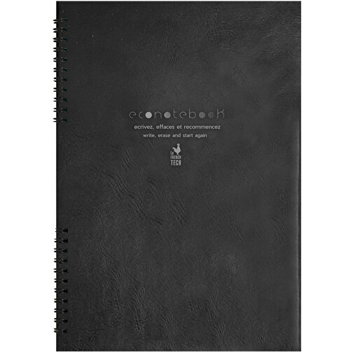 EcoNotebook NA5 Wiederverwendbares Notizbuch Mit PU-Ledercover , schwarz, Recyceltes Papier, PU beschichteter Karton, Metall, 25,00cm x 19,00cm (Länge x Breite), Bild 1