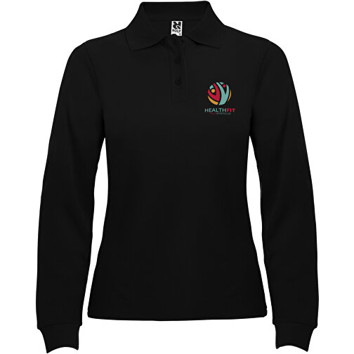 Estrella Langarm Poloshirt Für Damen , schwarz, Piqué Strick 100% Baumwolle, 220 g/m2, 3XL, , Bild 2