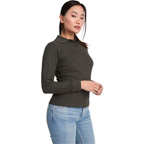 Estrella Langarm Poloshirt Für Damen , weiß, Piqué Strick 100% Baumwolle, 220 g/m2, M, , Bild 5