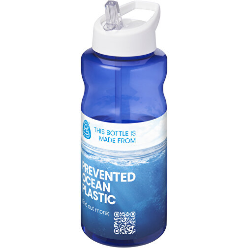 H2O Active® Eco Big Base 1L Sportflasche Mit Ausgussdeckel , blau / weiß, PCR Kunststoff, 72% PP Kunststoff, 17% SAN Kunststoff, 11% PE Kunststoff, 21,80cm (Höhe), Bild 2
