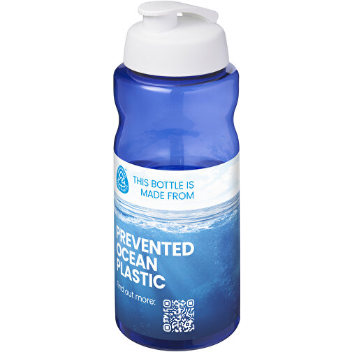 H2O Active® Eco Big Base 1L Sportflasche Mit Klappdeckel , blau / weiß, PCR Kunststoff, PP Kunststoff, 22,10cm (Höhe), Bild 2