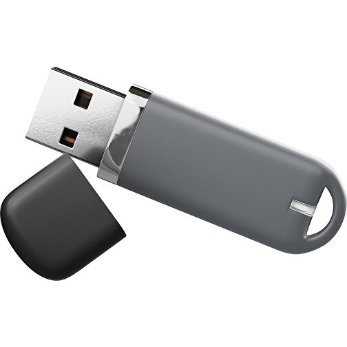 USB-Stick StylishDrive 2.0 , dunkelgrau /schwarz MB , 2 GB , Gummiplastik, Kunststoff MB , 6,20cm x 0,75cm x 2,00cm (Länge x Höhe x Breite), Bild 1