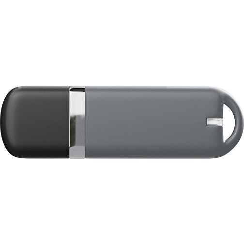 USB-Stick StylishDrive 2.0 , dunkelgrau /schwarz MB , 2 GB , Gummiplastik, Kunststoff MB , 6,20cm x 0,75cm x 2,00cm (Länge x Höhe x Breite), Bild 2