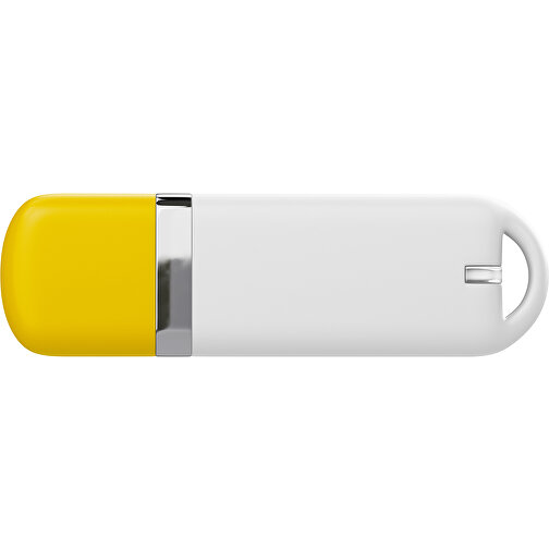 USB-Stick StylishDrive 2.0 , weiß / goldgelb MB , 2 GB , Gummiplastik, Kunststoff MB , 6,20cm x 0,75cm x 2,00cm (Länge x Höhe x Breite), Bild 2