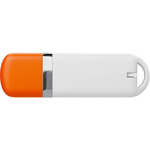 USB-Stick StylishDrive 2.0 , weiß / orange MB , 2 GB , Gummiplastik, Kunststoff MB , 6,20cm x 0,75cm x 2,00cm (Länge x Höhe x Breite), Bild 2