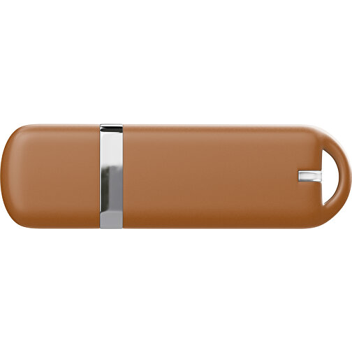 USB-Stick StylishDrive 2.0 , braun MB , 1 GB , Gummiplastik, Kunststoff MB , 6,20cm x 0,75cm x 2,00cm (Länge x Höhe x Breite), Bild 2