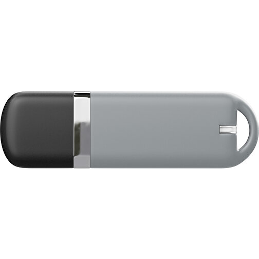 USB-Stick StylishDrive 2.0 , silber /schwarz MB , 1 GB , Gummiplastik, Kunststoff MB , 6,20cm x 0,75cm x 2,00cm (Länge x Höhe x Breite), Bild 2