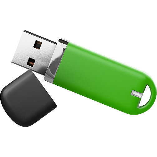 USB-Stick StylishDrive 2.0 , grasgrün /schwarz MB , 1 GB , Gummiplastik, Kunststoff MB , 6,20cm x 0,75cm x 2,00cm (Länge x Höhe x Breite), Bild 1